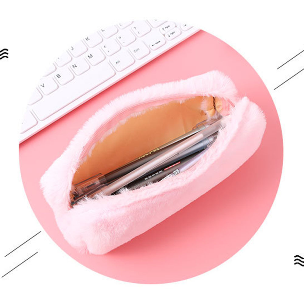 (Hàng Mới Về) Túi Đựng Bút Màu Trơn Thời Trang Có Khóa Kéo