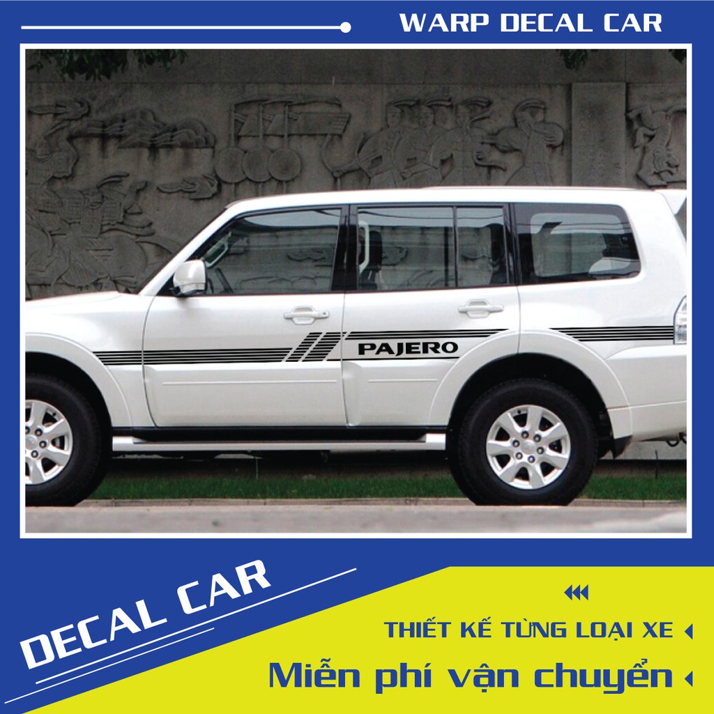 Tem xe mitsubishi pajero dán 2 bên sườn - tem xe ô tô giá rẻ hà nội