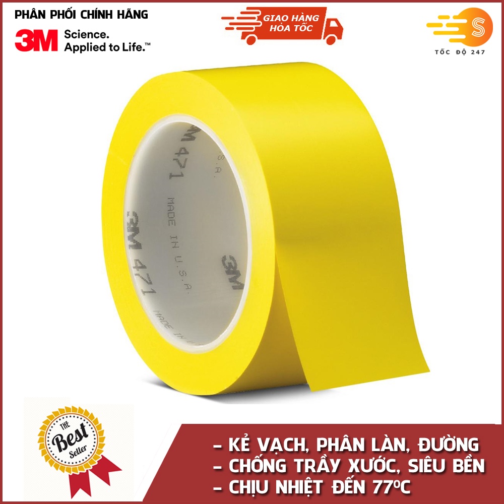 Băng keo dán nền nhiều màu chịu nhiệt, chống trầy xước 50mm x 33m 3M 471