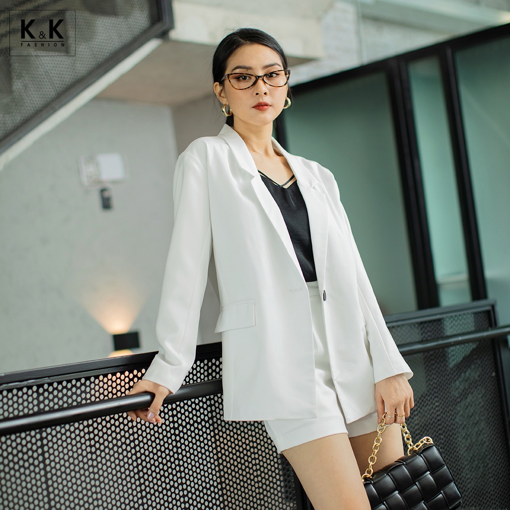 [Mã KKFAK20 giảm 20% tối đa 40K đơn 299K] Áo Blazer Nữ K&K Fashion AK10-11 Màu Trắng Tay Dài Chất Vải Bố Cotton | BigBuy360 - bigbuy360.vn