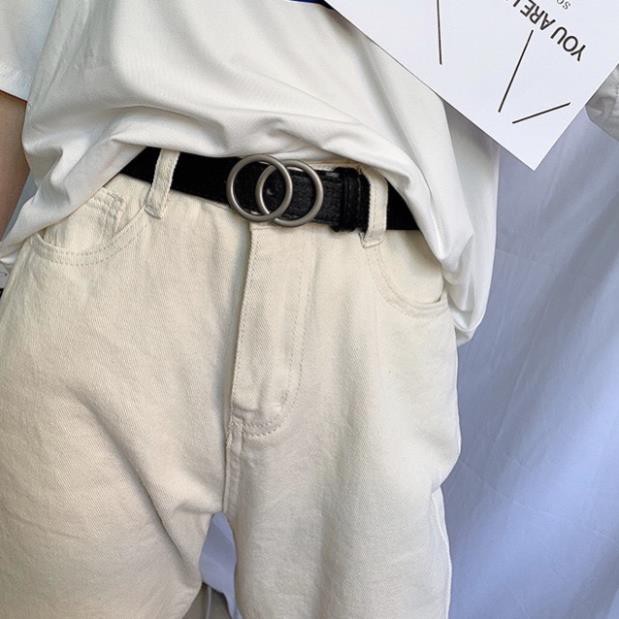 Dây nịt 2 HÌNH TRÒN Nam Nữ Unisex độc đáo - THẮT LƯNG TRÒN ĐÔI NAM NỮ DA CAO CẤP SIÊU DÀY ĐẸP BẢN VỪA DÂY ĐEN ! *