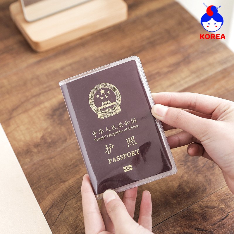 Bao bọc hộ chiếu - passport, kèm ngăn đựng thẻ tín dụng ID PVC trong mờ GIA DUNG KOREA