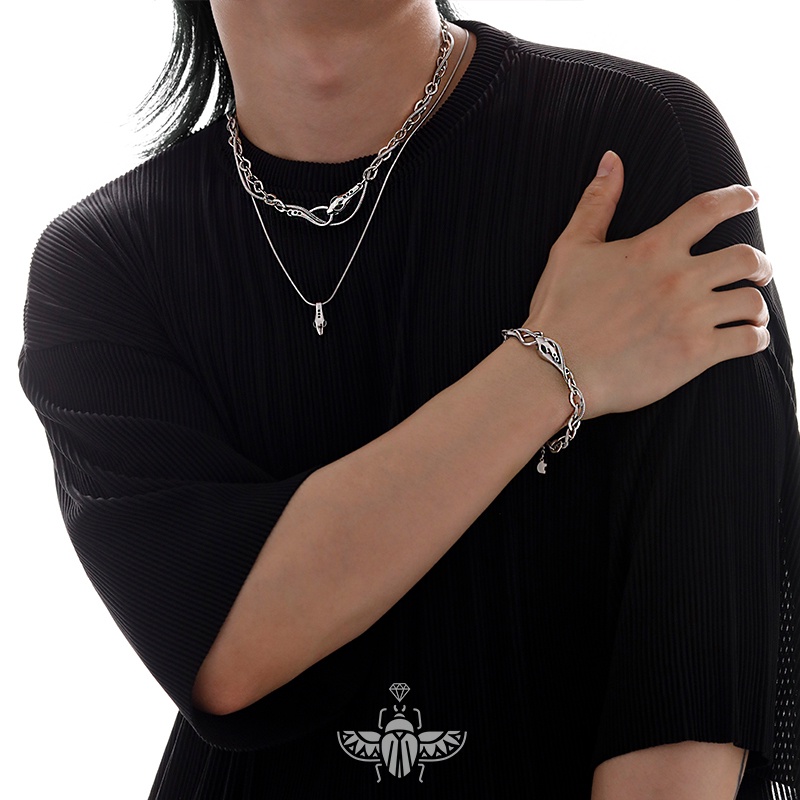 Vòng cổ Hai Lớp Mặt Hình Rắn Sang Trọng Thời Trang Cho Nữ