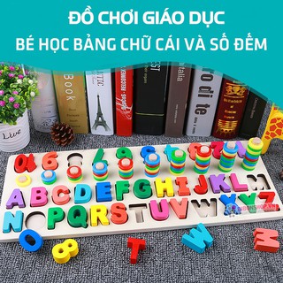 Bảng Cột Tính Học Đếm Và Ghép Chữ Cái Tiếng Anh In Hoa Nổi Bằng Gỗ