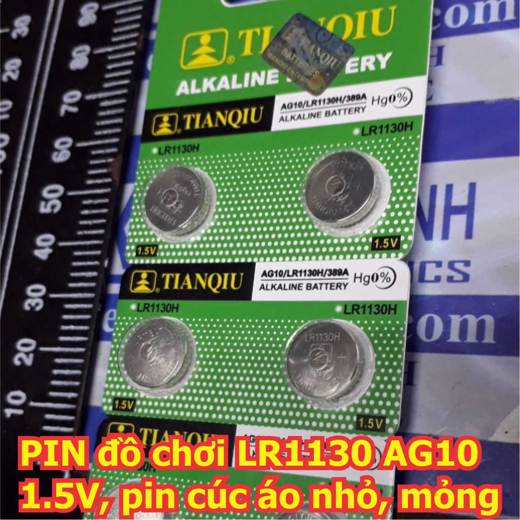 vỉ 10 viên PIN đồ chơi LR44 LR1130 AG13 AG10 1.5V, pin cúc áo nhỏ, loại dày/ mỏng kde5040