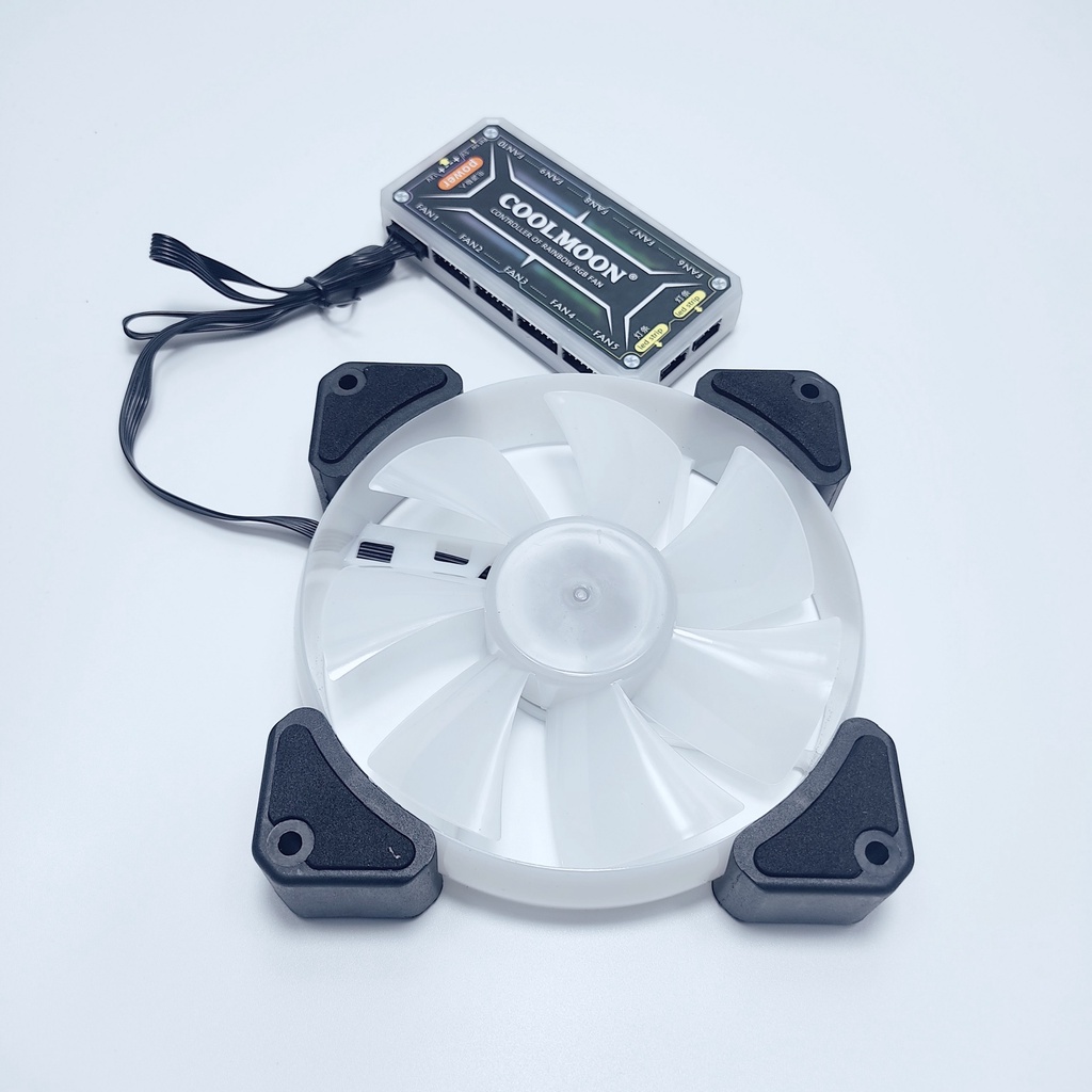 Quạt Tản Nhiệt Y1 Kích Thước 12cm Fan Led RGB Đồng Bộ Màu Hub Quạt Coolmoon, Hub Sync Mainboard