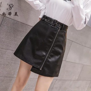 Chân váy da chữ A lưng cao kèm thắt lưng F43 | BigBuy360 - bigbuy360.vn