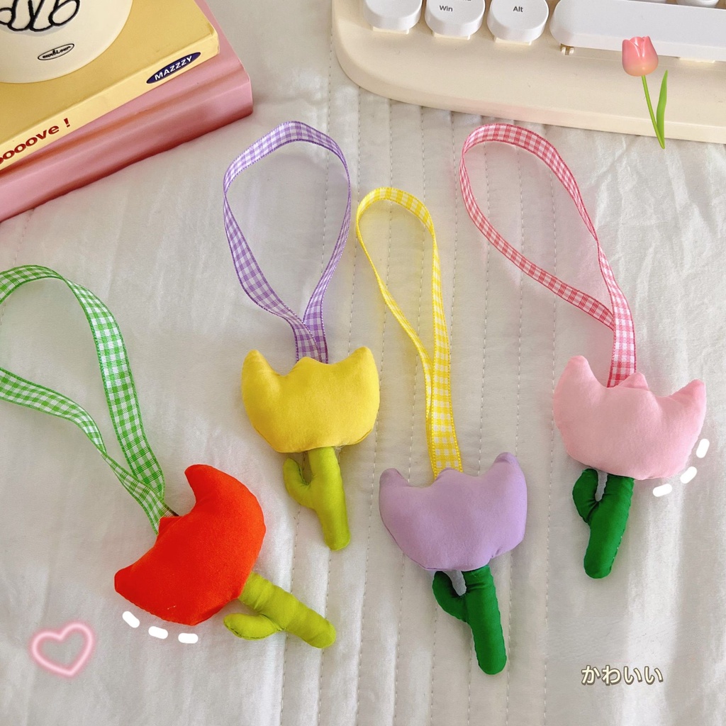 Móc Khóa Hình Hoa Tulip Màu Kẹo Ngọt Phong Cách Hàn Quốc