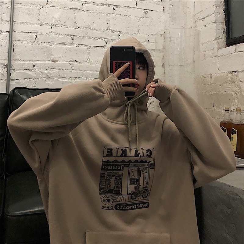 Áo hoodie nữ form rộng thời trang ulzzang hàn quốc, Áo nỉ hoodie nữ form rộng học sinh đi chơi đi học