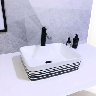 Chậu lavabo, chậu rửa mặt sọc đen trắng SA-5028