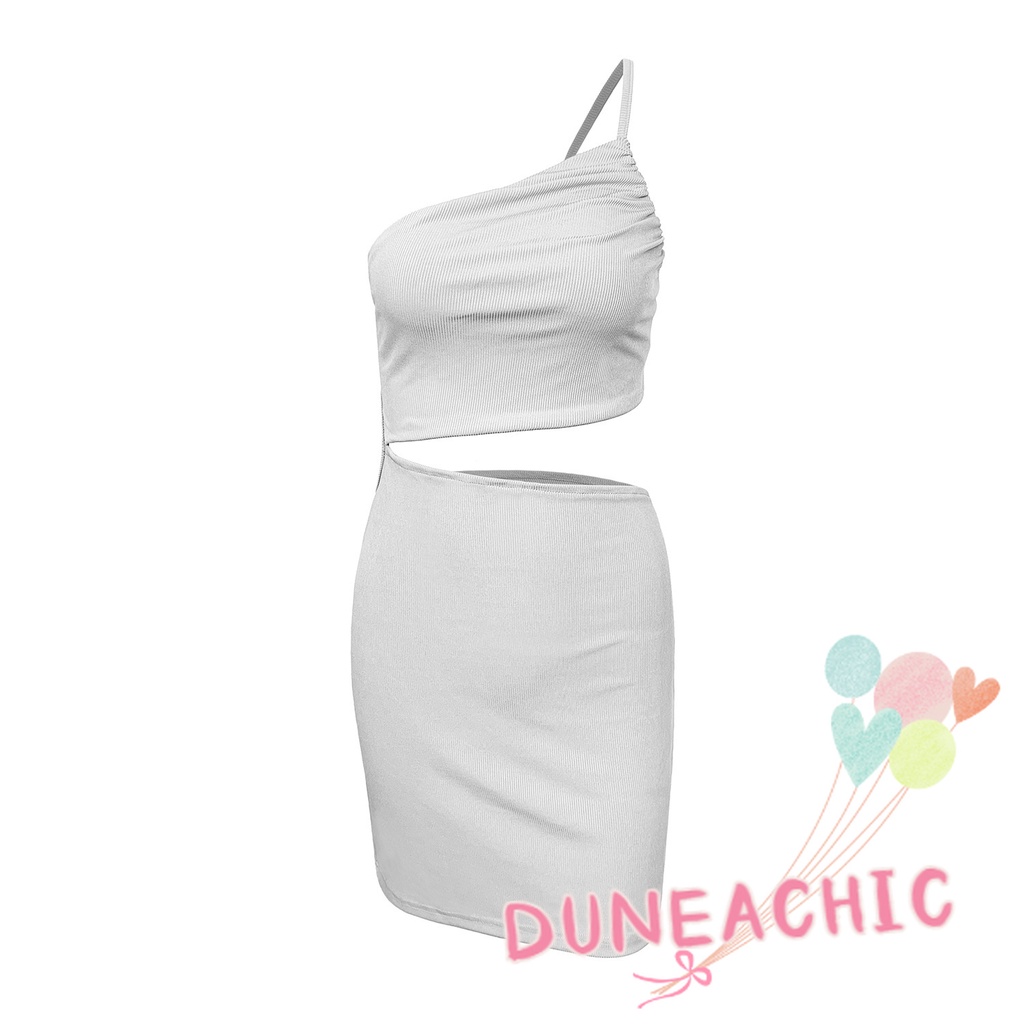 DUNEA Đầm dây hở lưng màu trơn phong cách đường phố thời trang dành cho nữ
