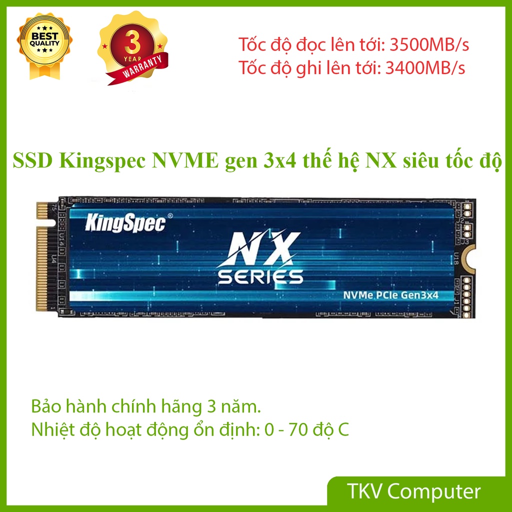 SSD NVME Kingspec 256GB Gen3x4 NX series siêu tốc độ - Đọc/Ghi: 3500/3400MB/s | BigBuy360 - bigbuy360.vn