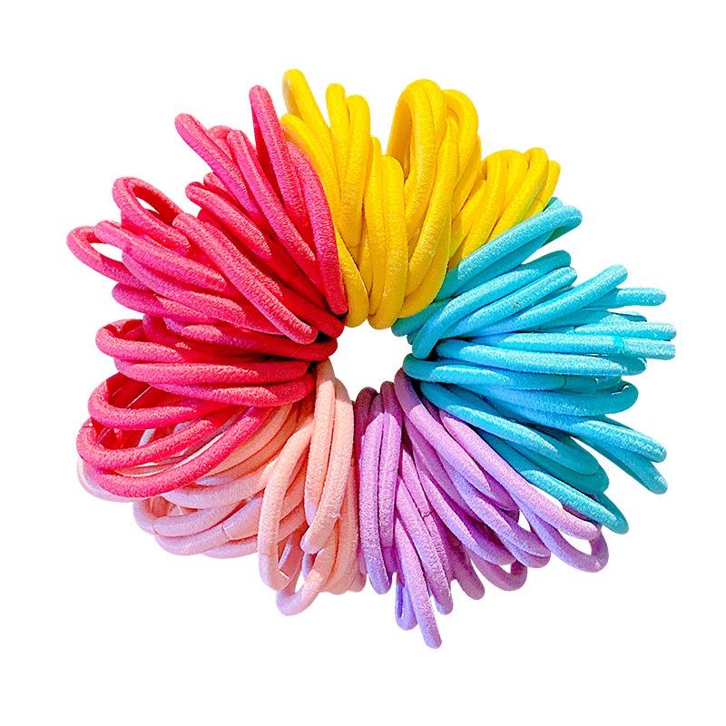 RainBow Bows Set 100 Dây Buộc Tóc Xoắn Co Giãn Nhiều Màu Sắc