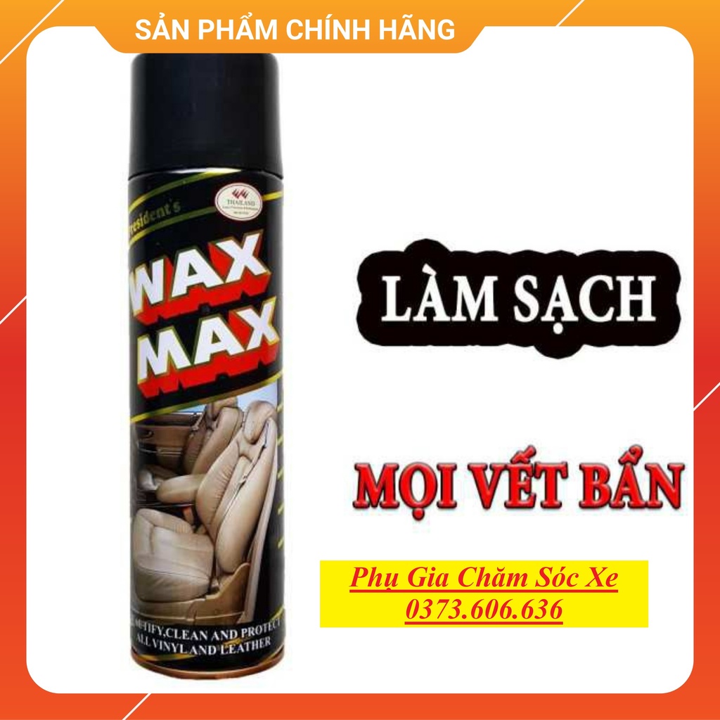 Chai Xịt Đánh Bóng Nội Thất Ghế Da Túi Sách - Đánh Bóng Ô Tô Xe Máy - Bình Xịt Đánh Bóng Và Làm Sạch Wax Max