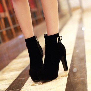 Giày Bốt Nữ Cao Gót Da Nhung Cao 12Cm G054