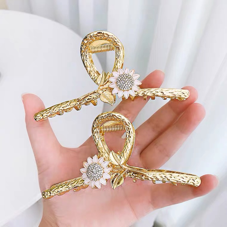 Kẹp Tóc Hình Hoa Hướng Dương Bằng Hợp Kim Cỡ Lớn Phong Cách Hàn Quốc Thời Trang Mùa Hè Cho Nữ