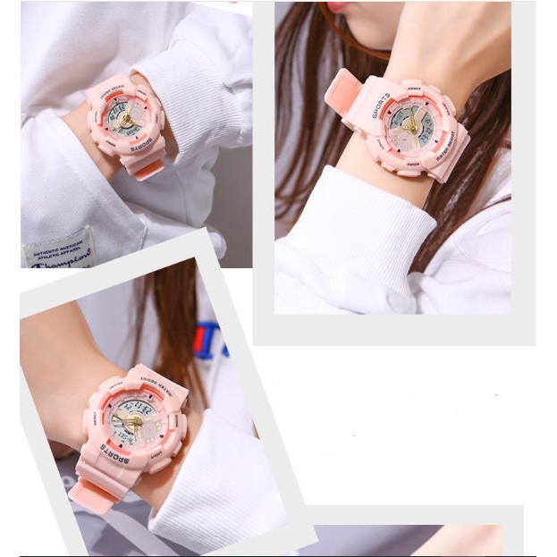 Đồng hồ Sanosi Nữ điện tử thể thao Hồng dây cao su siêu bền | BigBuy360 - bigbuy360.vn