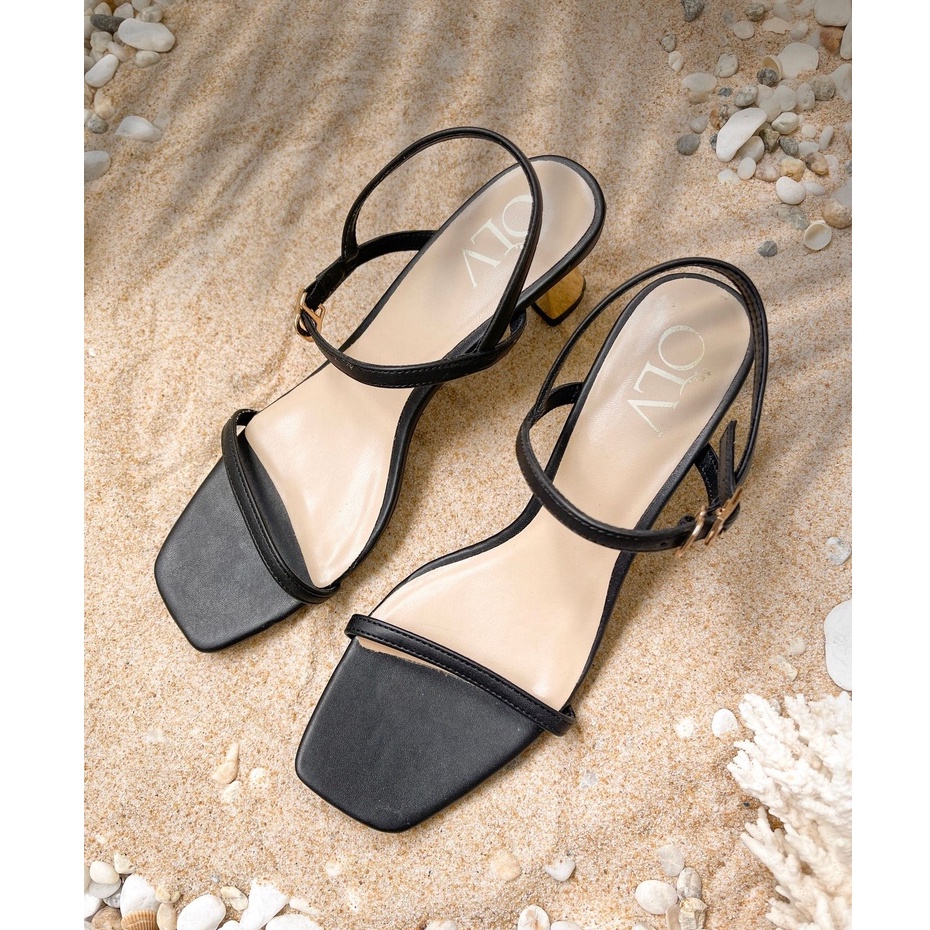 OLV - Giày cao gót đen Thin Straps
