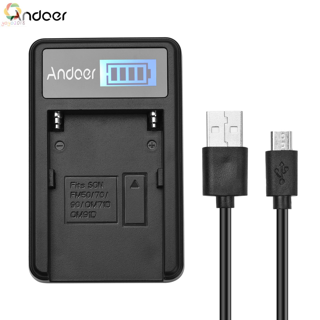 Bộ Sạc Pin Andoer F550 Cổng Micro Usb Màn Hình Lcd Có Dây Cáp Sạc Usb Cho Đèn Led / Camera / Đèn Led