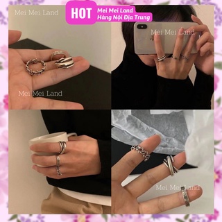 Bộ 3 Nhẫn Cá Tính Có Thể Điều Chỉnh Kích Thước Phong Cách Hiphop Thời Trang