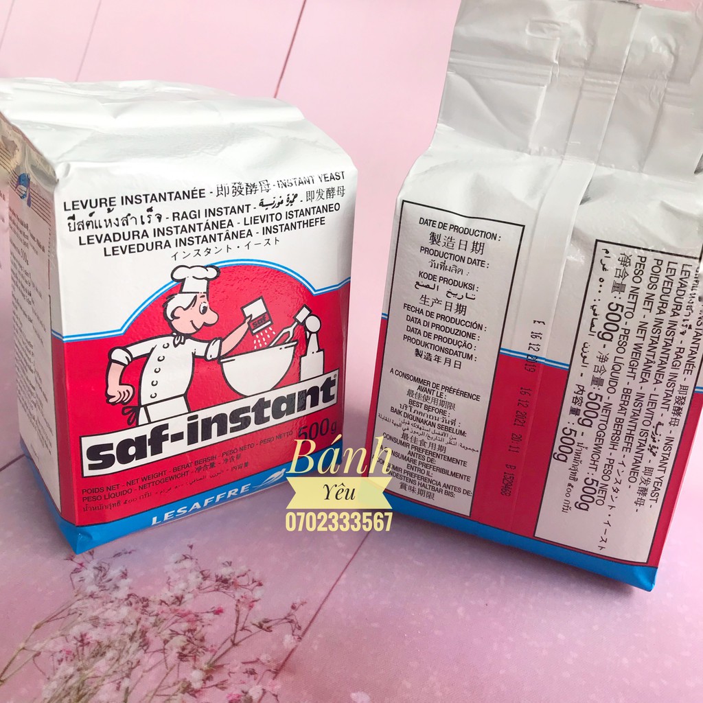 Men lạt PHÁP hiệu Saf-instant 500g - Men nở làm bánh mì, pizza - PL35