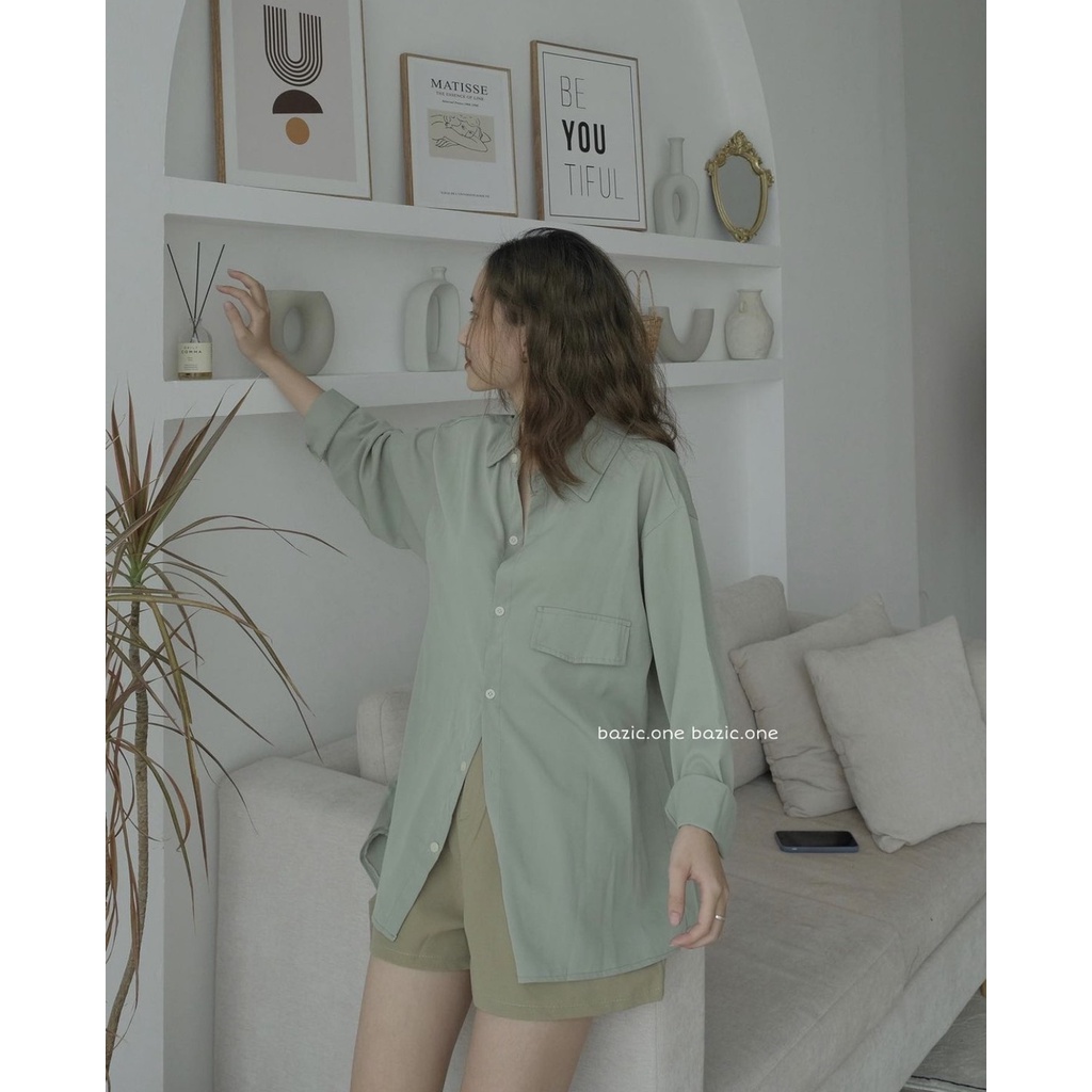 Áo sơ mi vạt tôm xẻ cúc lưng cách điệu phong cách Hàn Quốc Somivattom1104