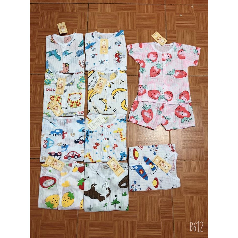 Combo 3 Bộ Cotton Giấy Ngắn tay Mặc Hè Cho Bé ( 2-14 kg )