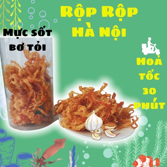 Mực sốt bơ tỏi 200gr - Hũ pet 800ml- thơm từ bơ tỏi- ngọt từ thịt mực- món ngon đại dương