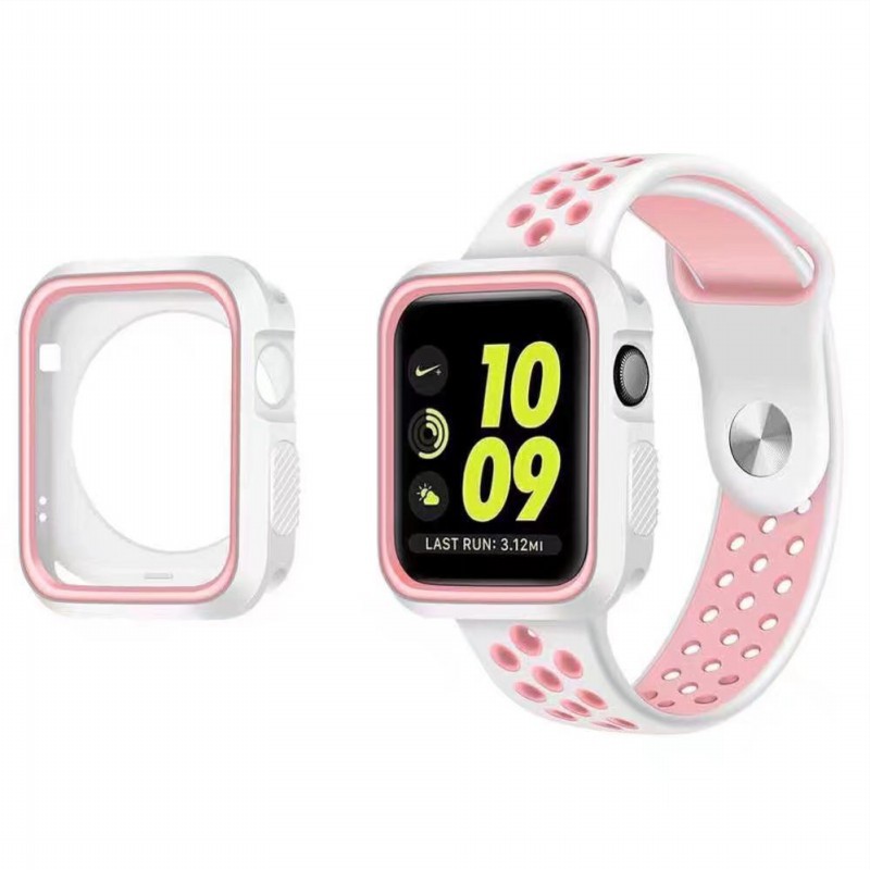Vỏ Bảo Vệ Silicon Mềm Hai Màu Cho Apple Watch 6 SE 5 4 3 2 1 iWatch 38mm 40mm 42mm 44mm