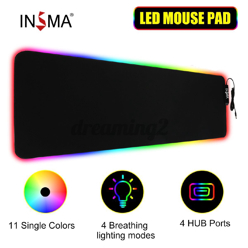 Miếng Lót Chuột Và Bàn Phím Chơi Game 4 Cổng Có Đèn Led