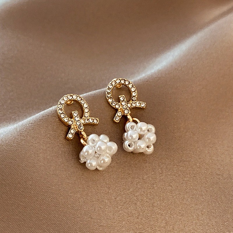 Bông Tai Mạ Bạc 925 Đính Ngọc Trai Nhân Tạo Thời Trang Hàn Quốc Cho Nữ