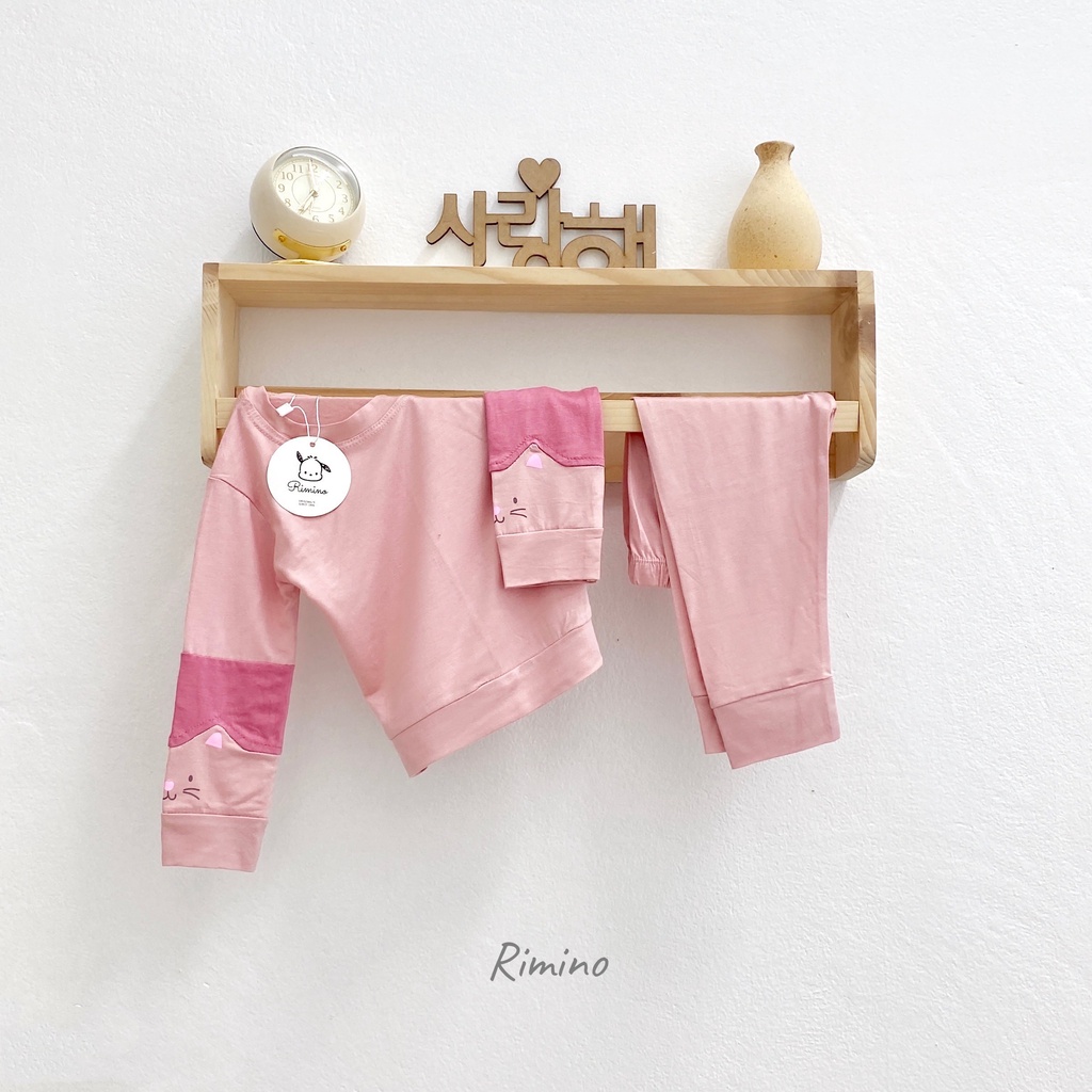 [SALE] Bộ Thun Lạnh Dài Tay Cho Bé Trai, Bé Gái KIMCHIBABY Phối Tay Tai Thú, Bộ Quần Áo Cho Bé Mặc Nhà KWTD2210