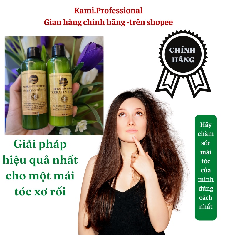 Thuốc ép TÓC YẾU tại nhà, thuốc duỗi tóc KERATIN KAMI hàng chính hãng 100ml