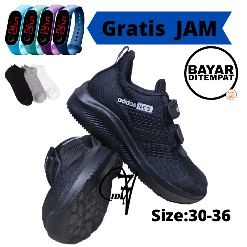 Giày Đi Học Đầy Đủ Màu Đen. Giày Adidas Đen Trơn. Giày Đen Cho Bé Gái