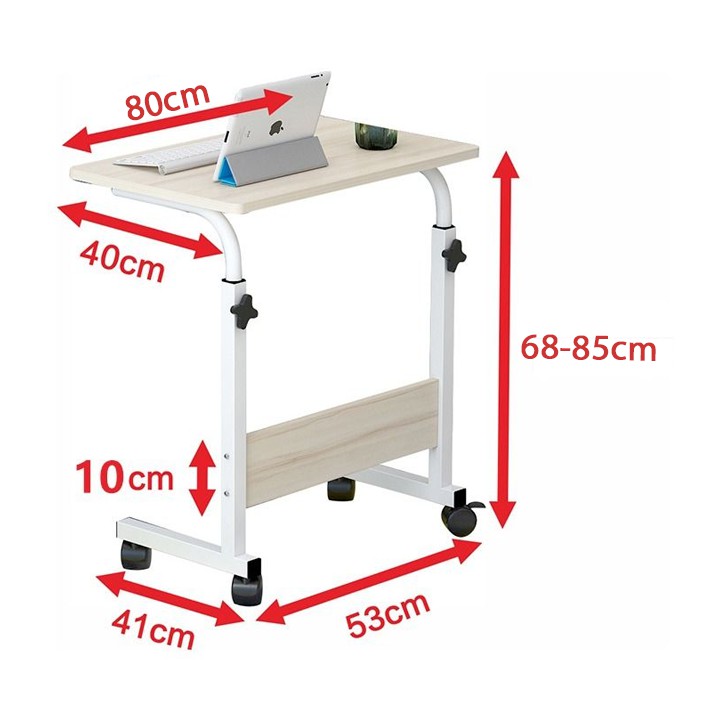 Bàn laptop đa năng nhiều tiện ích, sản phẩm có bánh xe di động, dể dàng nâng hạ độ cao theo ý thích - KT: 40x80cm