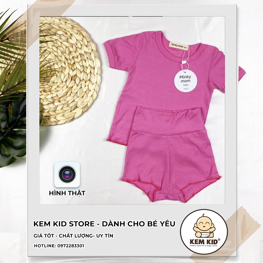 Bộ Minky Mom Thun Len Gân Chip, vải thun lạnh siêu mát, mềm mịn thấm hút mồ hôi cho bé