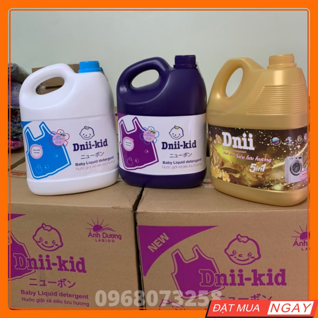 Nước Giặt Dnii Kid Ánh Dương 3600ml – Nước Giặt Cho Bé Dnii Tím, Trắng, Vàng Thơm Cực Lâu