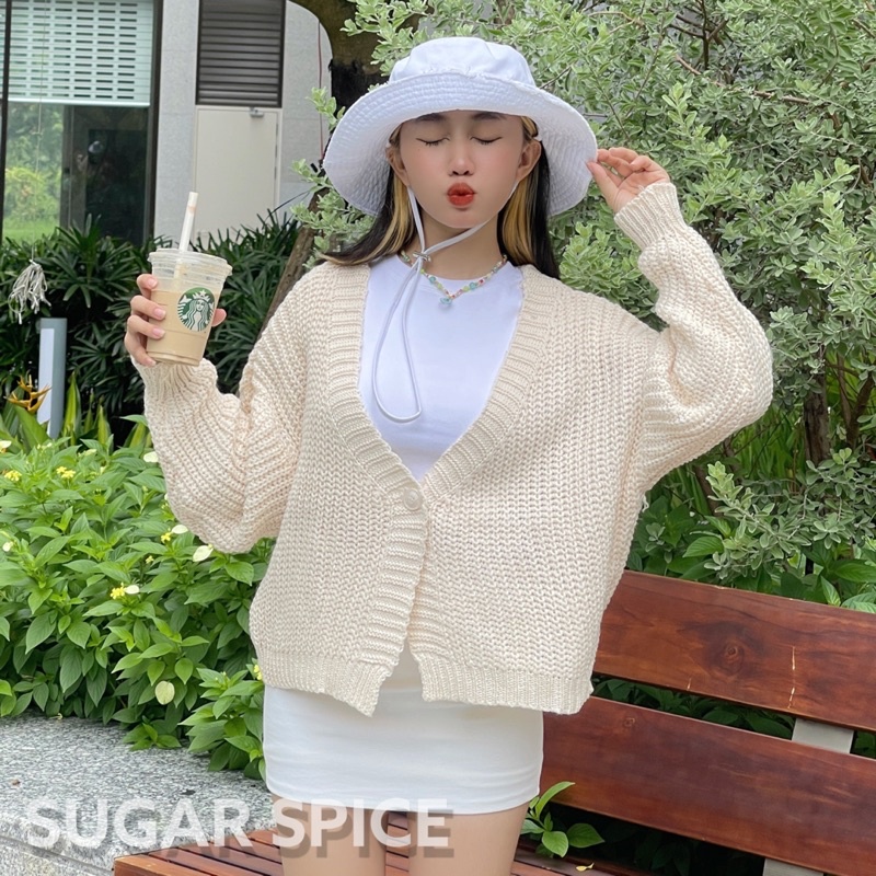 Áo Khoác Len Cardigan, Áo Cardigan Len Tay Dài Cài Cúc Siêu Dày SUGAR SPICE -  Berry Cardigan