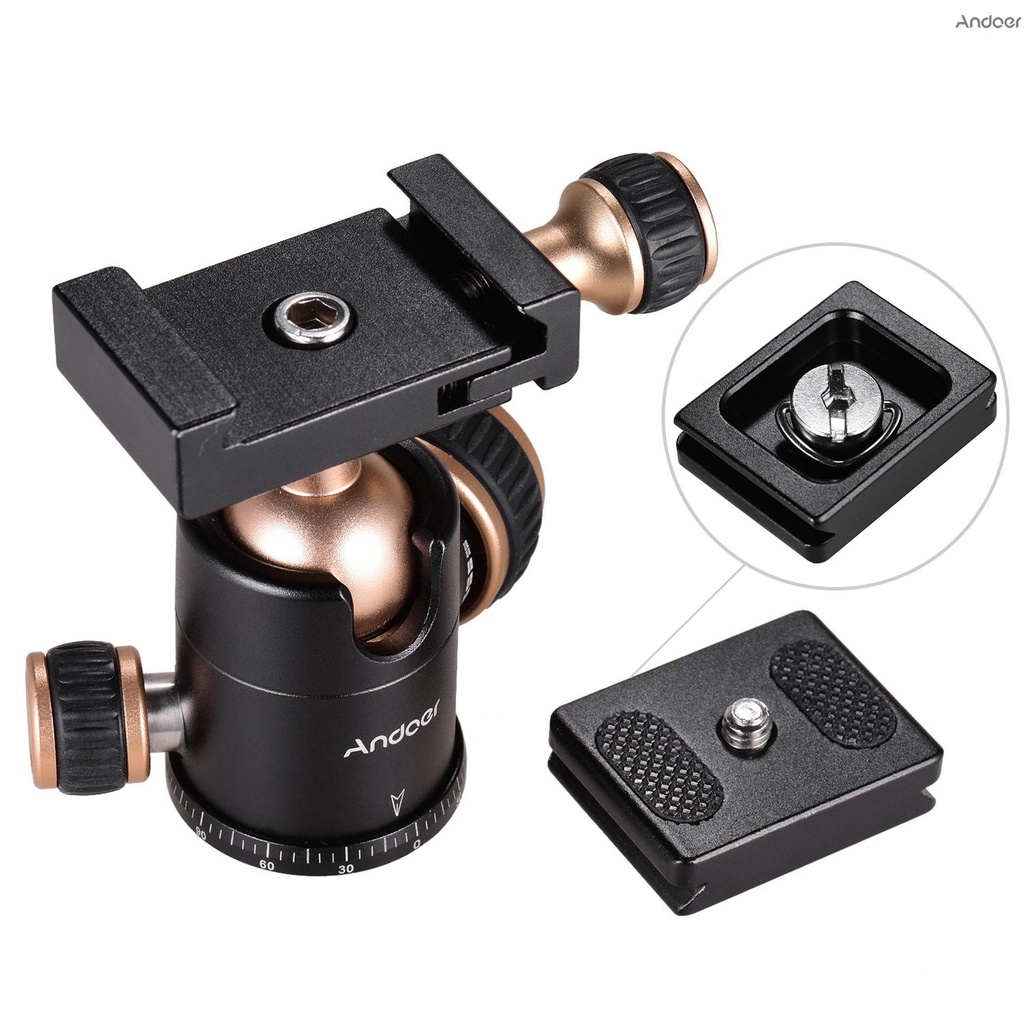 Đầu tripod chụp toàn cảnh Andoer Q30 bằng hợp kim nhôm CNC tải trọng 5kg vít 1/4 3/8 inch