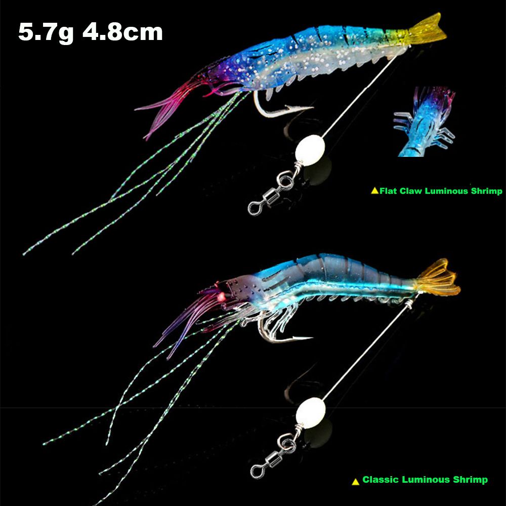 Mồi Câu Cá Giả Hình Con Tôm Bằng Silicone Mềm Dạ Quang