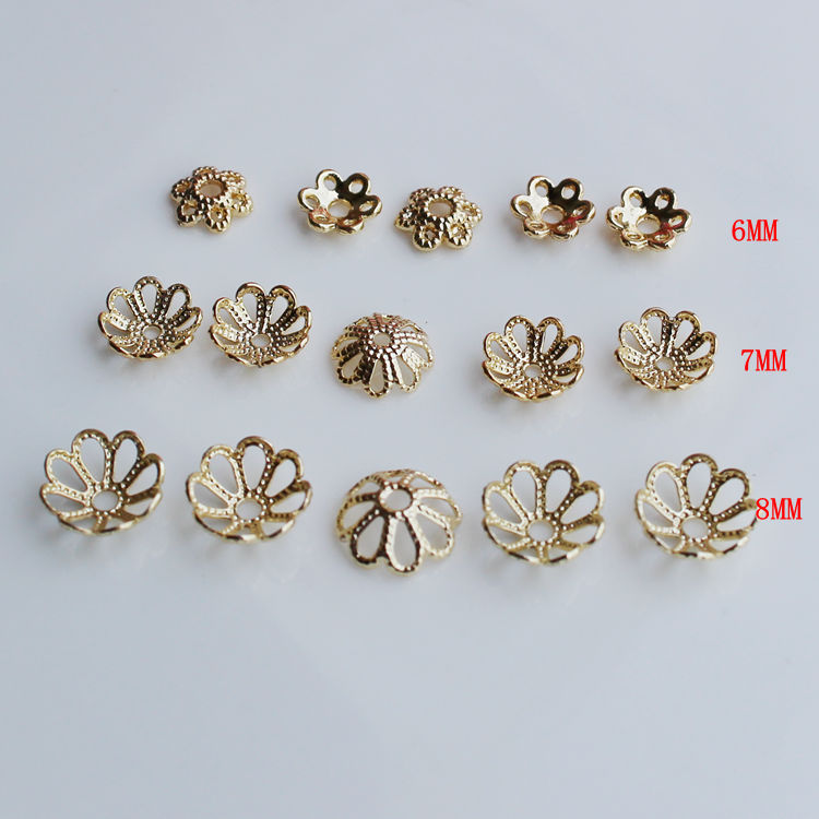 Hạt Cườm Rỗng Hình Bông Hoa 14K Màu Vàng Dùng Làm Vòng Tay/Vòng Tay DIY