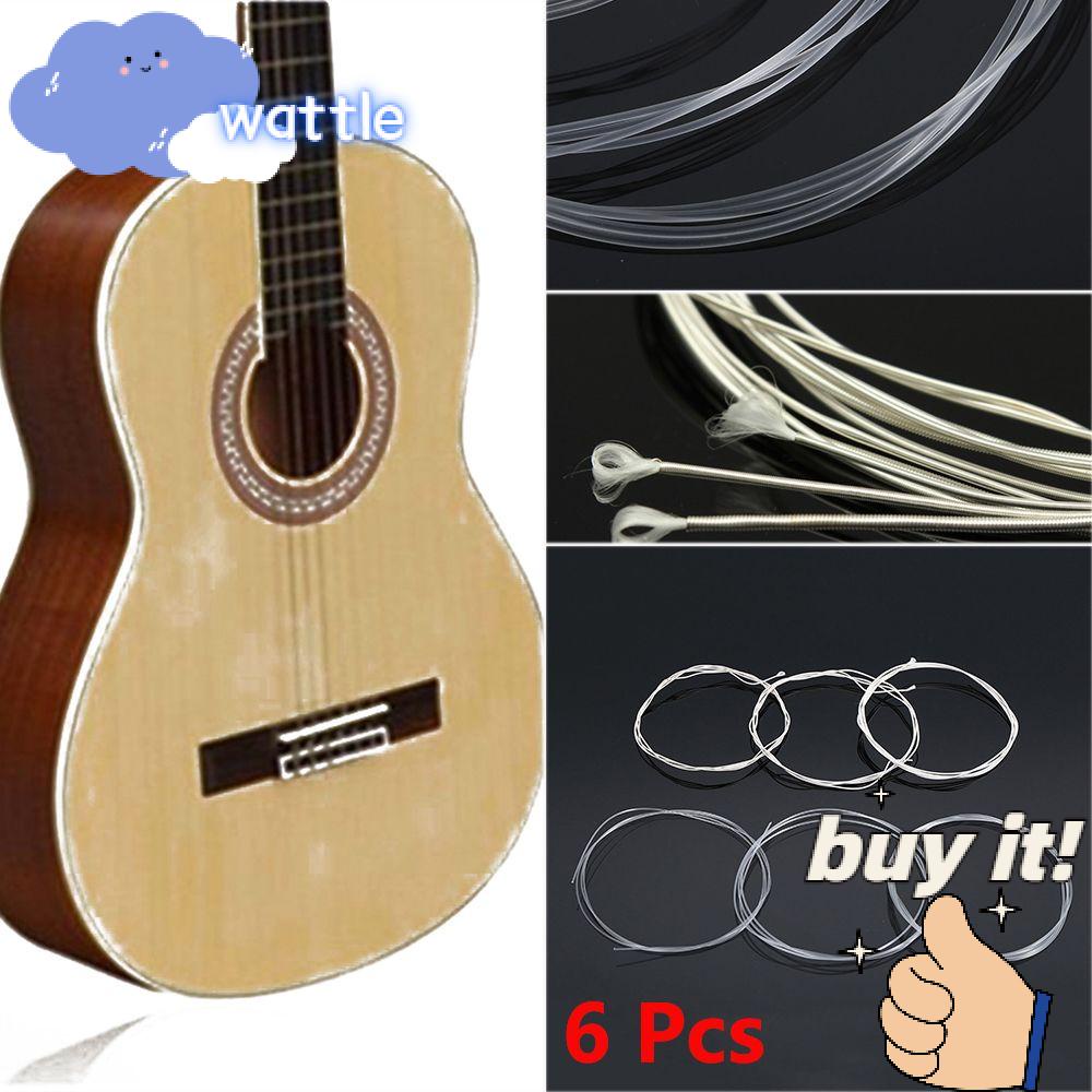 Set 6 Dây Đàn Guitar Nylon Trong Suốt Vết Thương Kim Loại