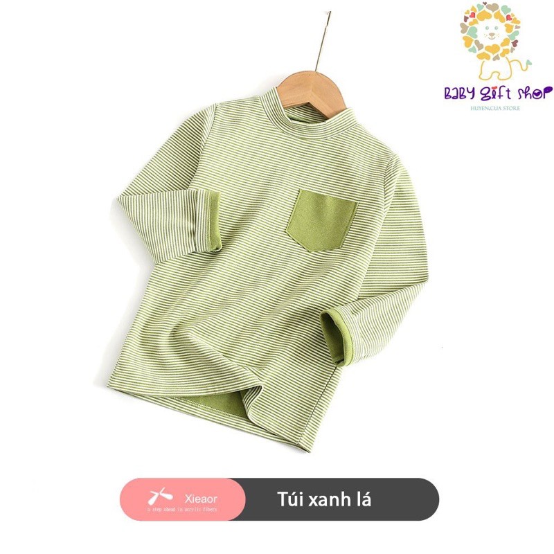 Áo giữ nhiệt cho bé áo thun cổ lọ 3 phân lót lông siêu ấm bé trai size đại hàng xuất Âu Mỹ