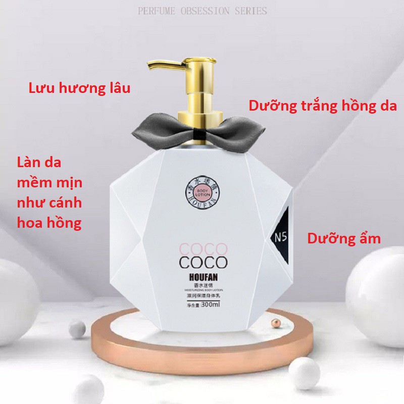 Sữa Dưỡng Thể Trắng Da Hương Nước Hoa Coco Houfan 300ml - Dưỡng Ẩm Body Thơm Lâu