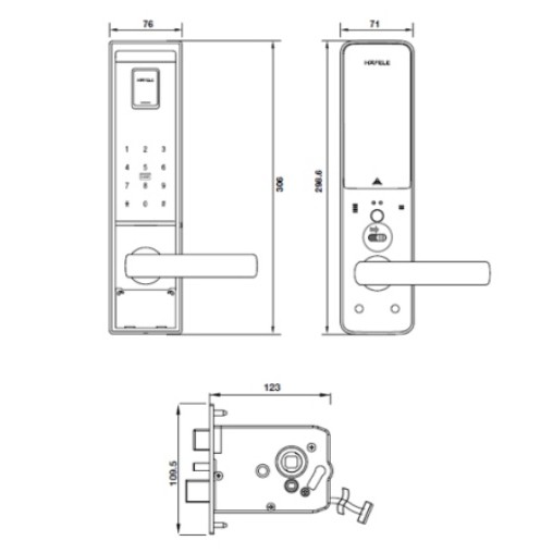 Khóa điện tử Hafele EL9000- 912.05.376- khóa cửa vân tay, khóa thông minh