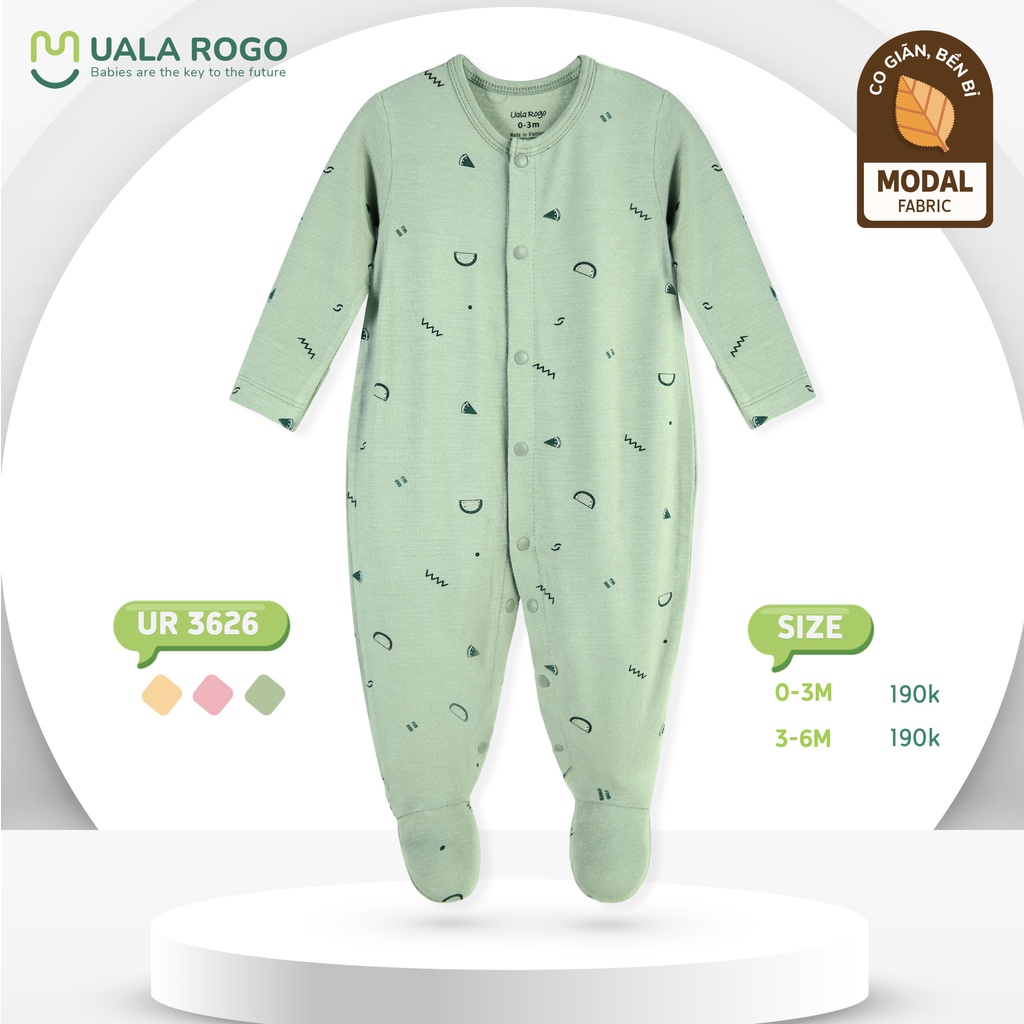 Body Uala Rogo Modal liền chân dài tay hoa quả cao cấp mềm mịn thoáng mát thấm hút tốt cho bé trai bé gái 3626