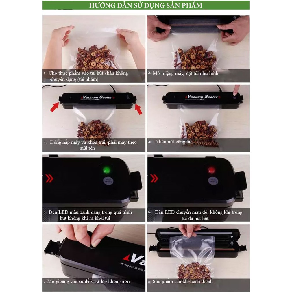 Máy hút chân không thực phẩm Vacuum sealer bảo quản thức ăn-Máy hút chân không kiêm hàn miệng túi mini gia đình tiện lợi