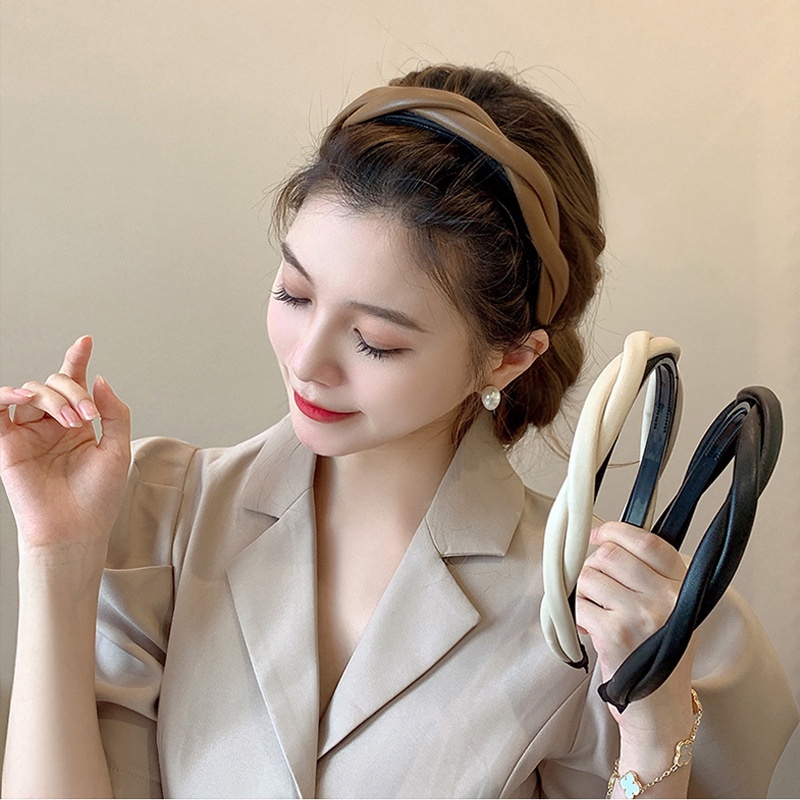 Băng Đô Da Bện Chống Trượt Thời Trang Cho Nữ