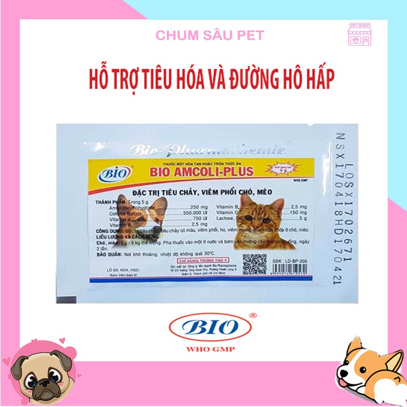 Bột Bio Pharmachemie HỖ TRỢ TIÊU HÓA VÀ ĐƯỜNG HÔ HẤP CHÓ MÈO