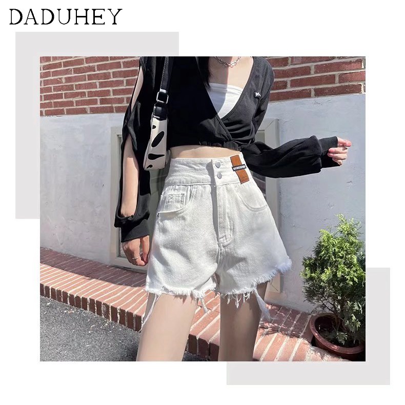 Quần short jean lưng cao ống rộng dễ phối đồ phong cách Hàn Quốc gợi cảm thời trang mùa hè cho nữ